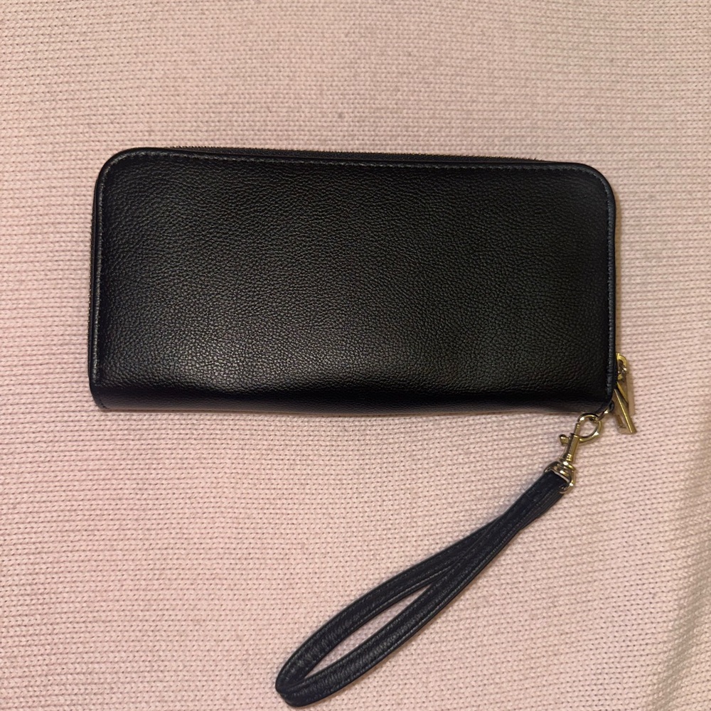 SOLD Black Vegan Leather Wristlet Wallet